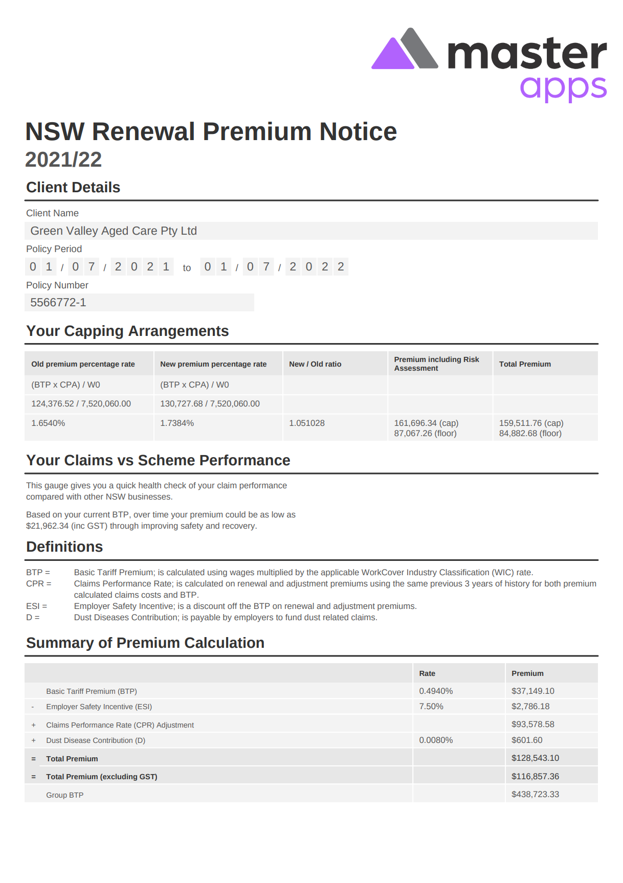 NSW Premium Notice